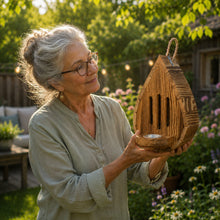Carica l'immagine nel visualizzatore di Gallery, Casetta per farfalle a forma di goccia, fatta a mano, in legno naturale