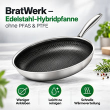 Carica l'immagine nel visualizzatore di Gallery, BratWerk – Edelstahl-Hybridpfanne ohne PFAS & PTFE