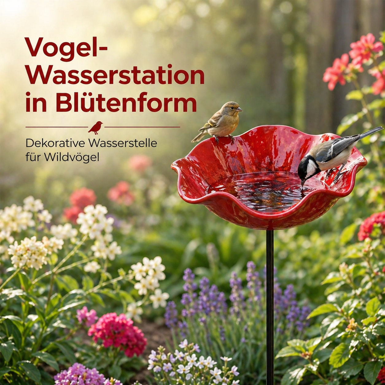 Fiori per uccelli - Abbeveratoio per uccelli a forma di fiore | Set da 2