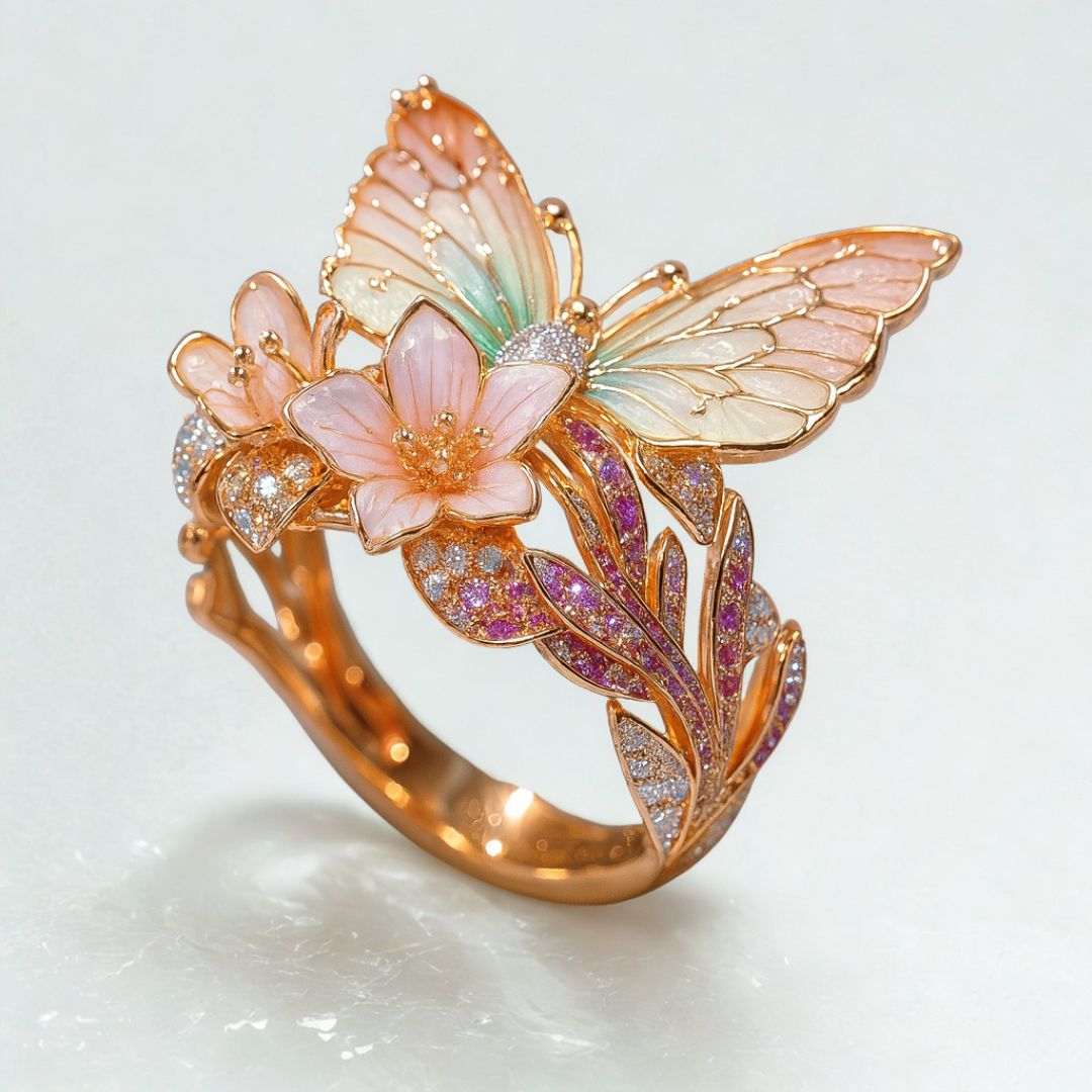 Anello floreale vintage – Poema fiorito in oro