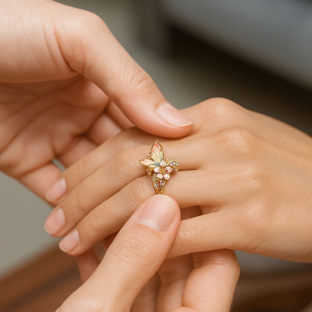 Anello floreale vintage – Poema fiorito in oro