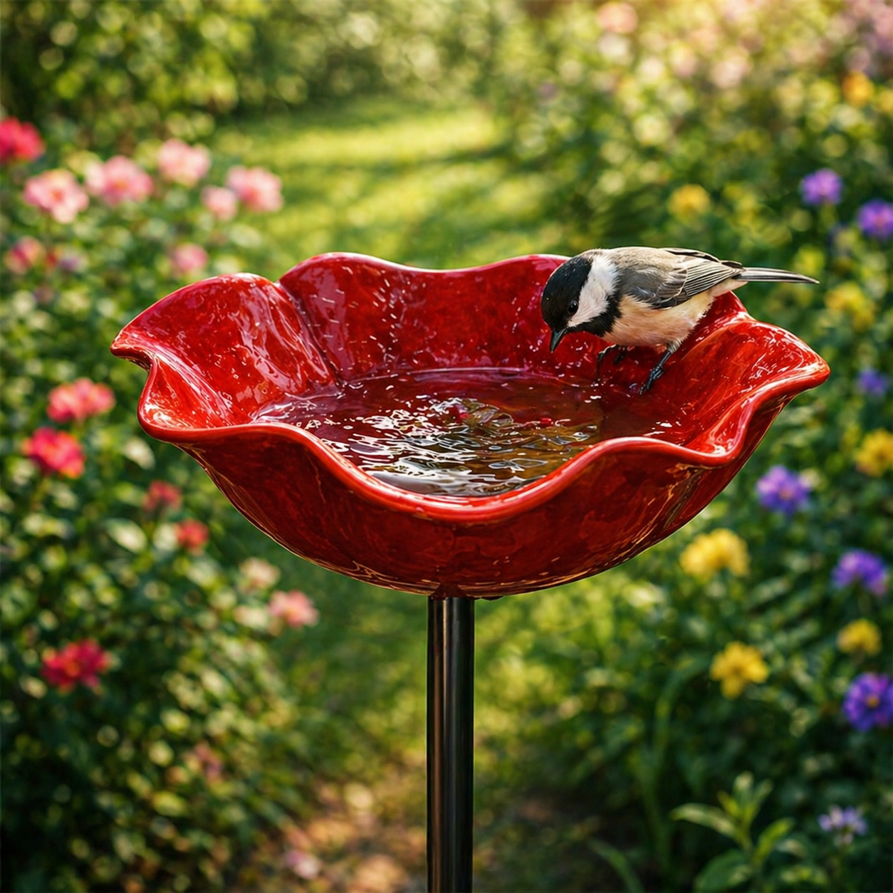 Fiori per uccelli - Abbeveratoio per uccelli a forma di fiore | Set da 2