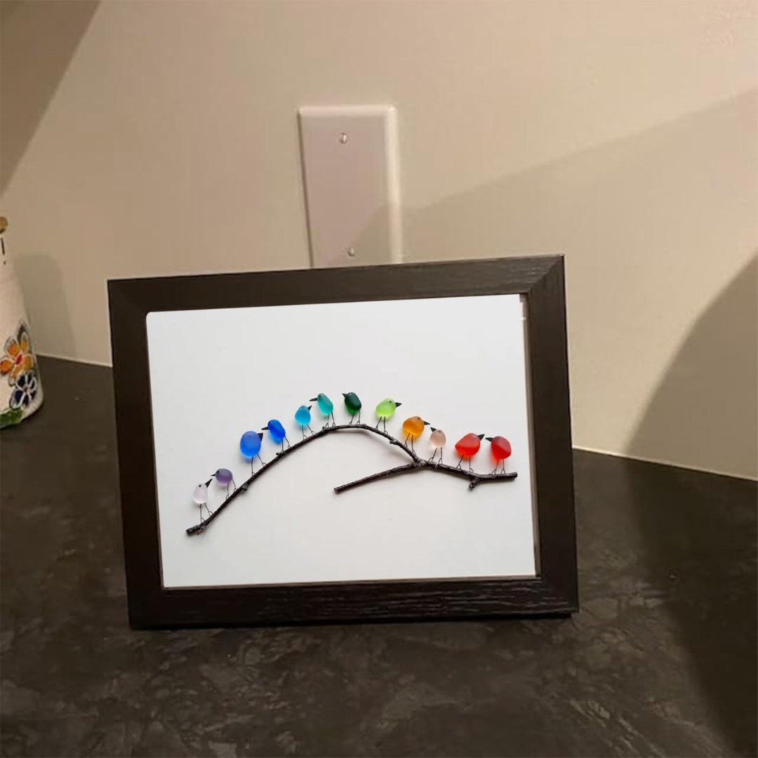 MeerglasLiebe™ - Quadro da parete fatto a mano con vero vetro marino