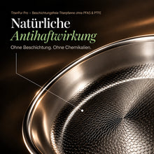 Carica l'immagine nel visualizzatore di Gallery, TitanPur Pro – Padella in titanio senza rivestimento, senza PFAS e PTFE | 30 cm
