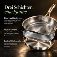 Carica l'immagine nel visualizzatore di Gallery, TitanPur Pro – Padella in titanio senza rivestimento, senza PFAS e PTFE | 30 cm
