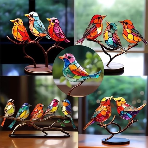 Handgefertigtes Kunstwerk - Farbenfrohe Vogelskulptur